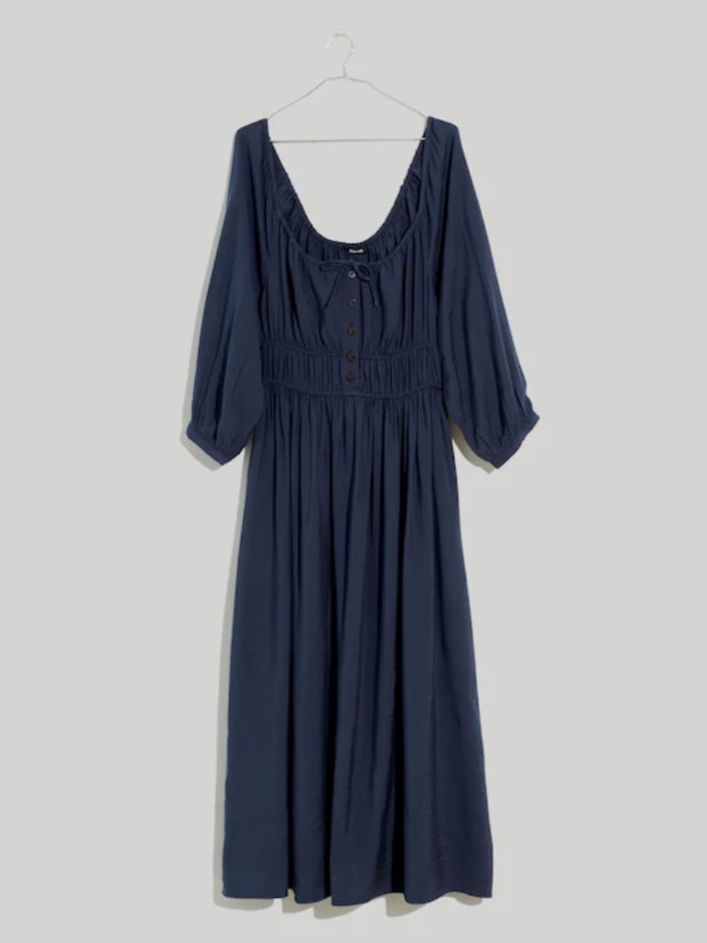Madewell Twill Sophia Midi Dress Dark Baltic